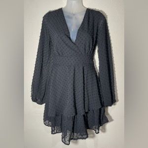 Black long sleeve mini dress